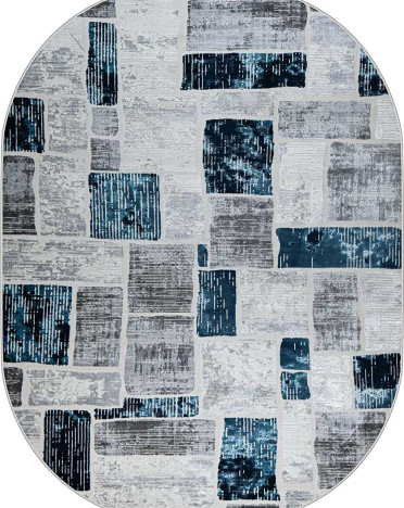 Ковер турецкий 38471A Kleopatra овальный (Полипропилен, синий, серый)