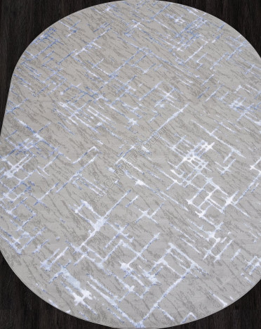 Ковер российский F164 LIMAN (Полиэстер, серый, голубой) овальный