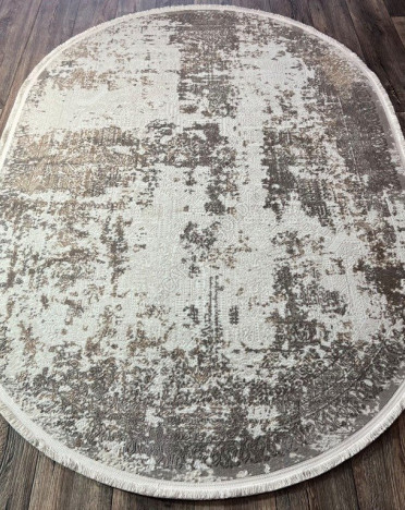 Турецкий ковер овальный Atlantik Hali Deco 27087A (Полиэстер, серый, кремовый)